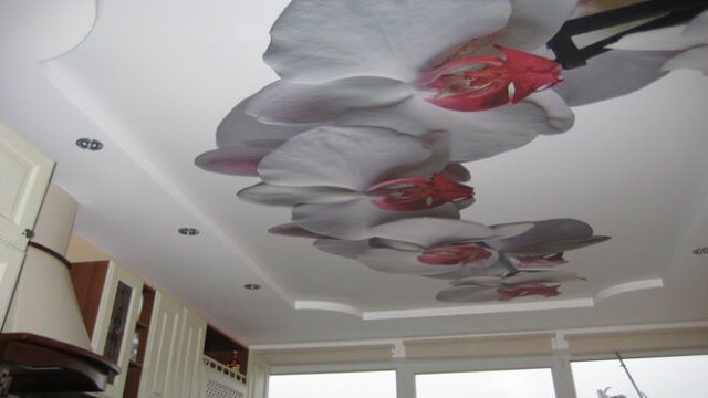Натяжные потолки с фотопечатью цветами